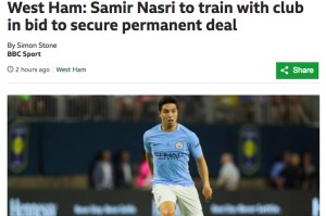  阿森纳终结曼城联赛二十场不败  